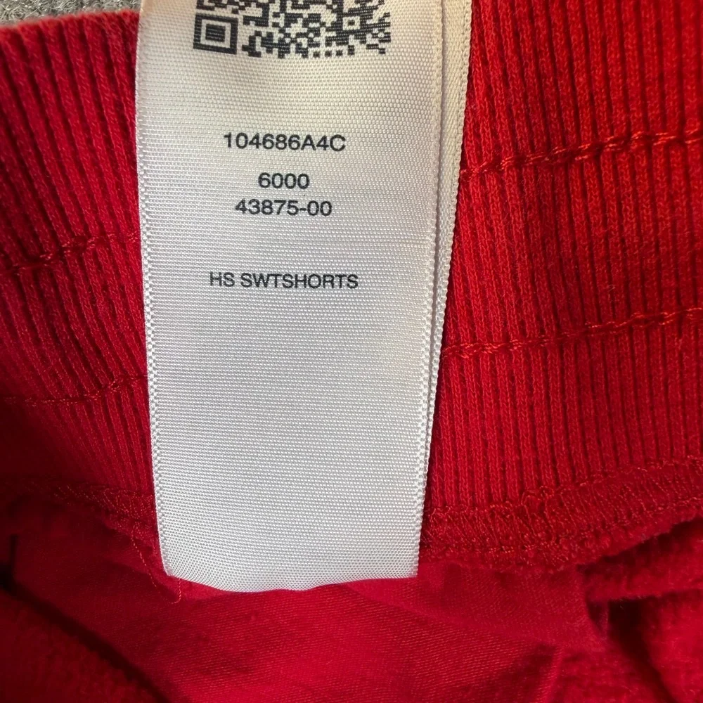True Religion Mens Red Fleece Sweat Shorts Horseshoe Logo Drawstring #3238